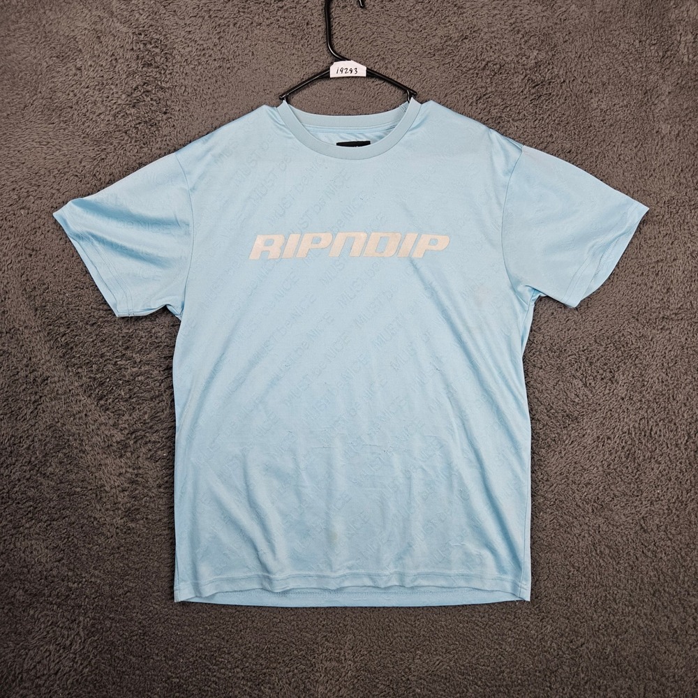 Ripndip Mens Must Be Nice Jacquard‎ Mesh T-Shirt Light Blue Medium Graphic Tee